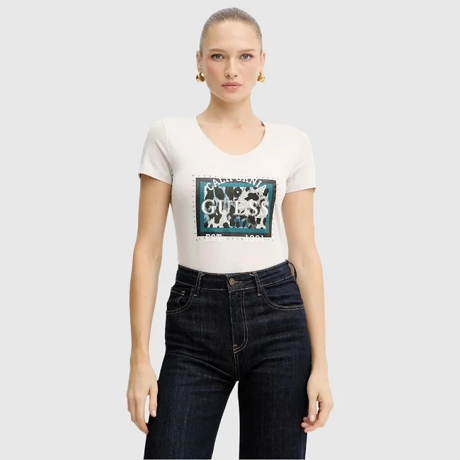 Camiseta Guess Beige Mujer