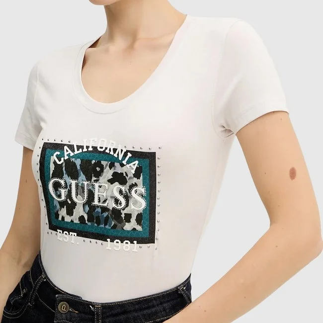 Camiseta Guess Beige Mujer