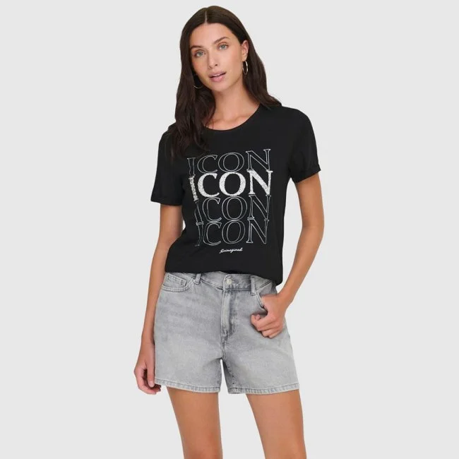 Camiseta ONLY Negra Mujer