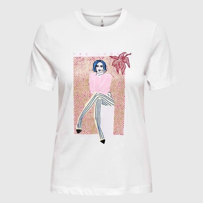 Camiseta ONLY Blanca Mujer