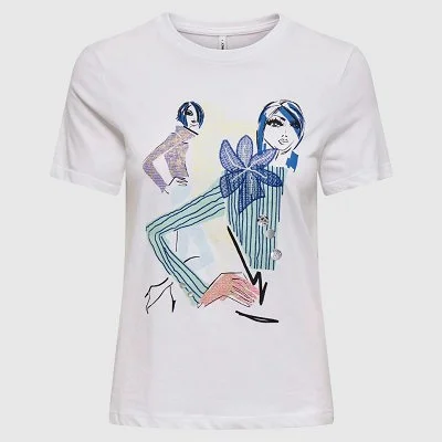 Camiseta ONLY Blanca Mujer