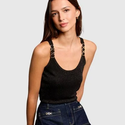 Camiseta Morgan Negra Mujer