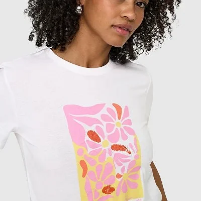 Camiseta ONLY Blanca y Rosa... 2