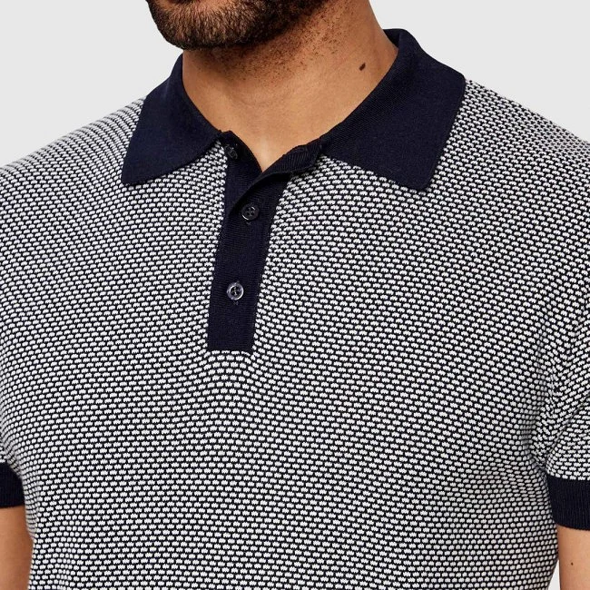Polo Guess Azul Marino y Blanco Hombre