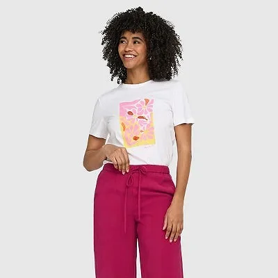 Camiseta ONLY Blanca y Rosa...