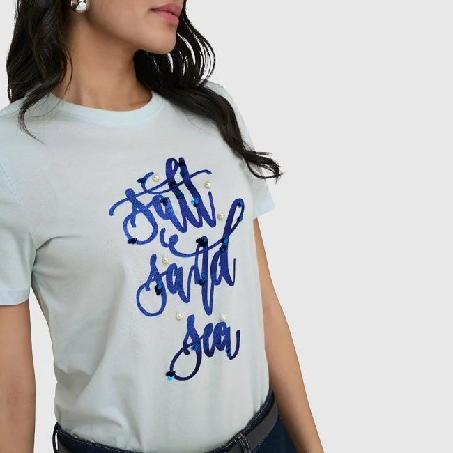 Camiseta ONLY Azul Mujer