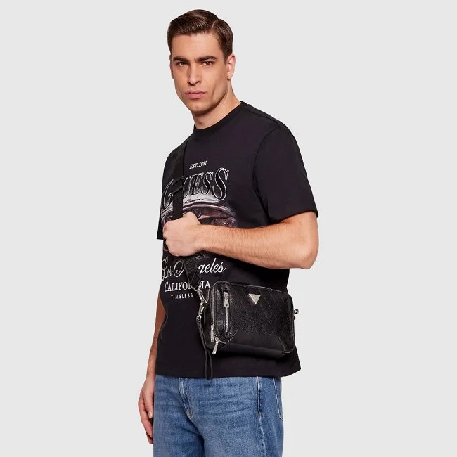 Bandolera Guess Negra Hombre
