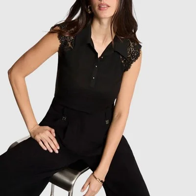 Camiseta Morgan Negra Mujer