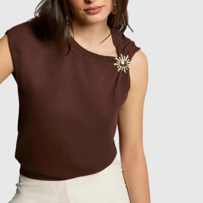 Camiseta Morgan Marrón Mujer