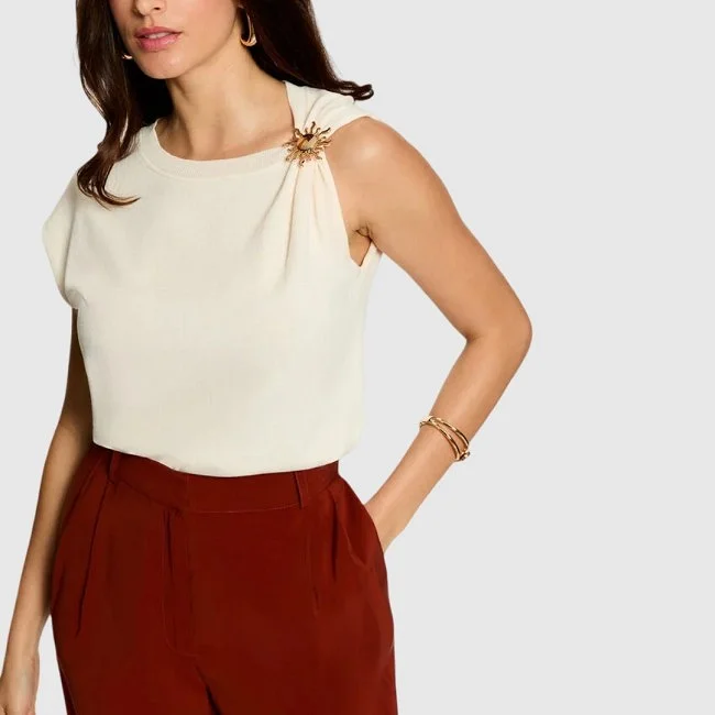 Camiseta Morgan Marfil Mujer