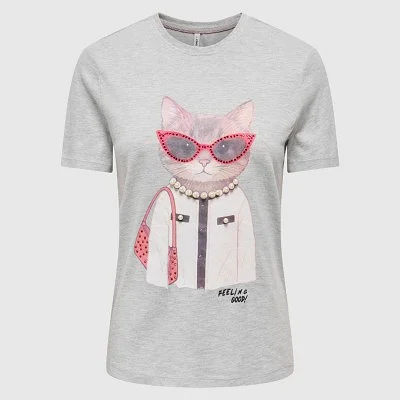 Camiseta ONLY Gris Mujer