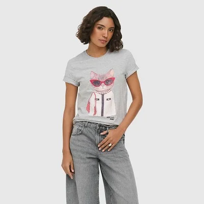 Camiseta ONLY Gris Mujer 2