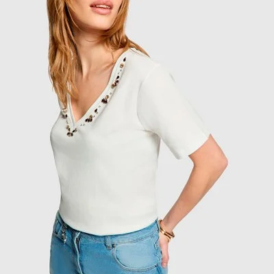 Camiseta Morgan Blanca Mujer 2