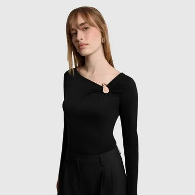 Camiseta Morgan Negra Mujer
