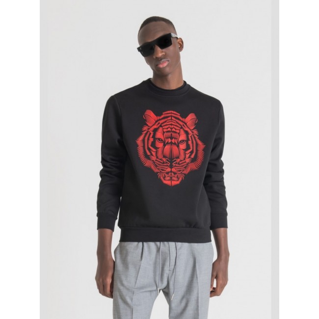 Sudaderas Antony Morato Hombre | SUDADERA ESCOTE REDONDO CON ESTAMPADO  REFLECTIVE Negro ~ Hallo Holland