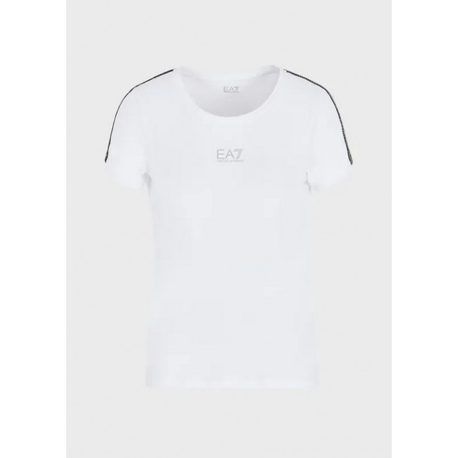 Camisa Emporio Armani Oversized Cotton Con Plastrón Mujer Blanca