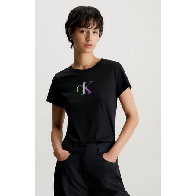 Camiseta Calvin Klein Negra Logo Frontal