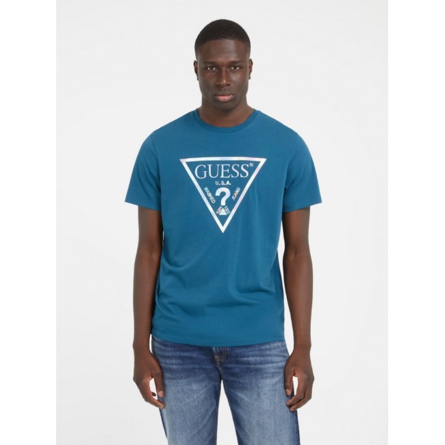Camiseta Guess Azul Logo Frontal