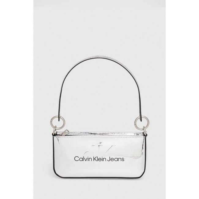 Bolso Calvin Klein Plateado Logo Frontal