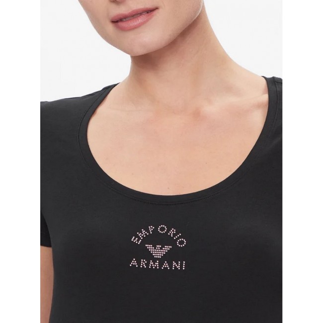Camiseta EA7 Emporio Armani Para Mujer Algodón Con Glitter Negras