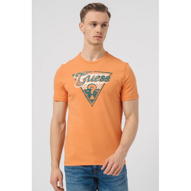 Camiseta Guess Naranja Logo Frontal