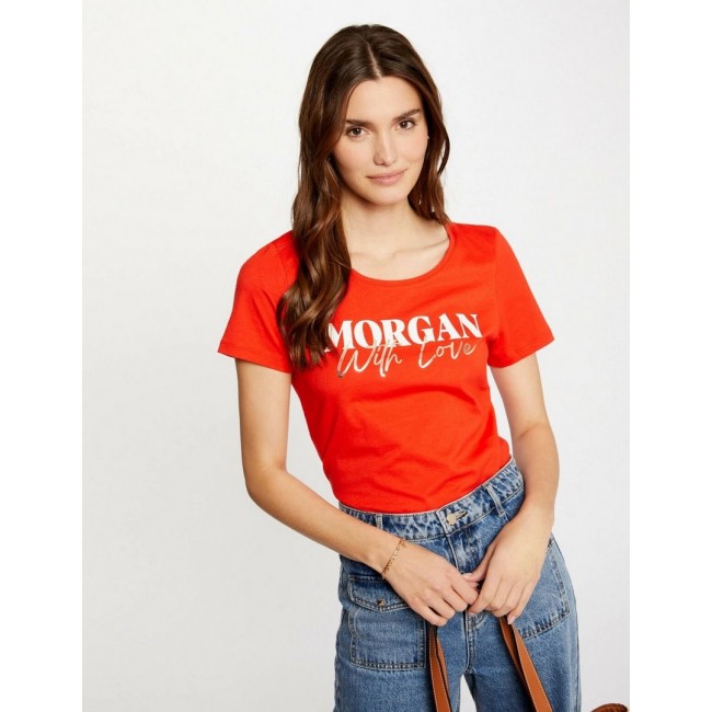 Camiseta Morgan Naranja Logo Frontal