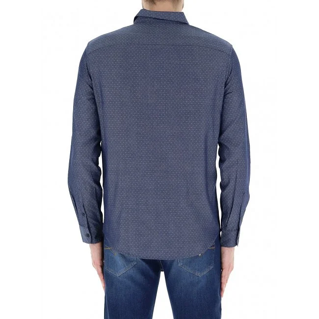 Camisa Armani Exchange Azul Estampada...