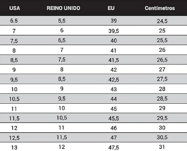 Usa Medidas Talla Mujer Zapato Tallas Skechers Zapatillas Asics - Main Image